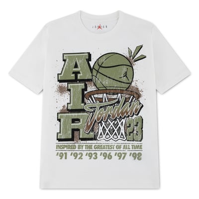 Jordan Brand Youth Retro Hoop Distressed T-Shirt - Cream