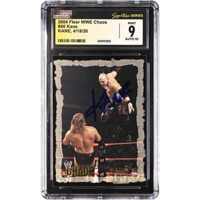 Kane WWE Autographed 2004 Fleer Chaos #40 CGC Fanatics Witnessed Authenticated 9/10 Card