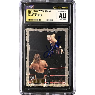 Kane WWE Autographed 2004 Fleer Chaos #40 CGC Fanatics Witnessed Authenticated AUTO 10 Card