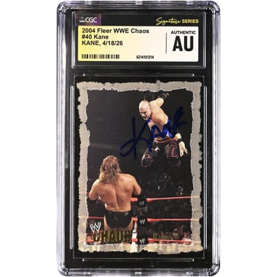 Kane WWE Autographed 2004 Fleer Chaos #40 CGC Fanatics Witnessed Authenticated Card