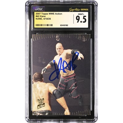 Kane WWE Autographed 2007 Topps Action #42 CGC Fanatics Witnessed Authenticated MINT+ 9.5 Card
