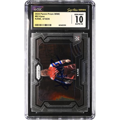 Kane WWE Autographed 2024 Panini Prizm #62 CGC Fanatics Witnessed Authenticated 10/10 Card
