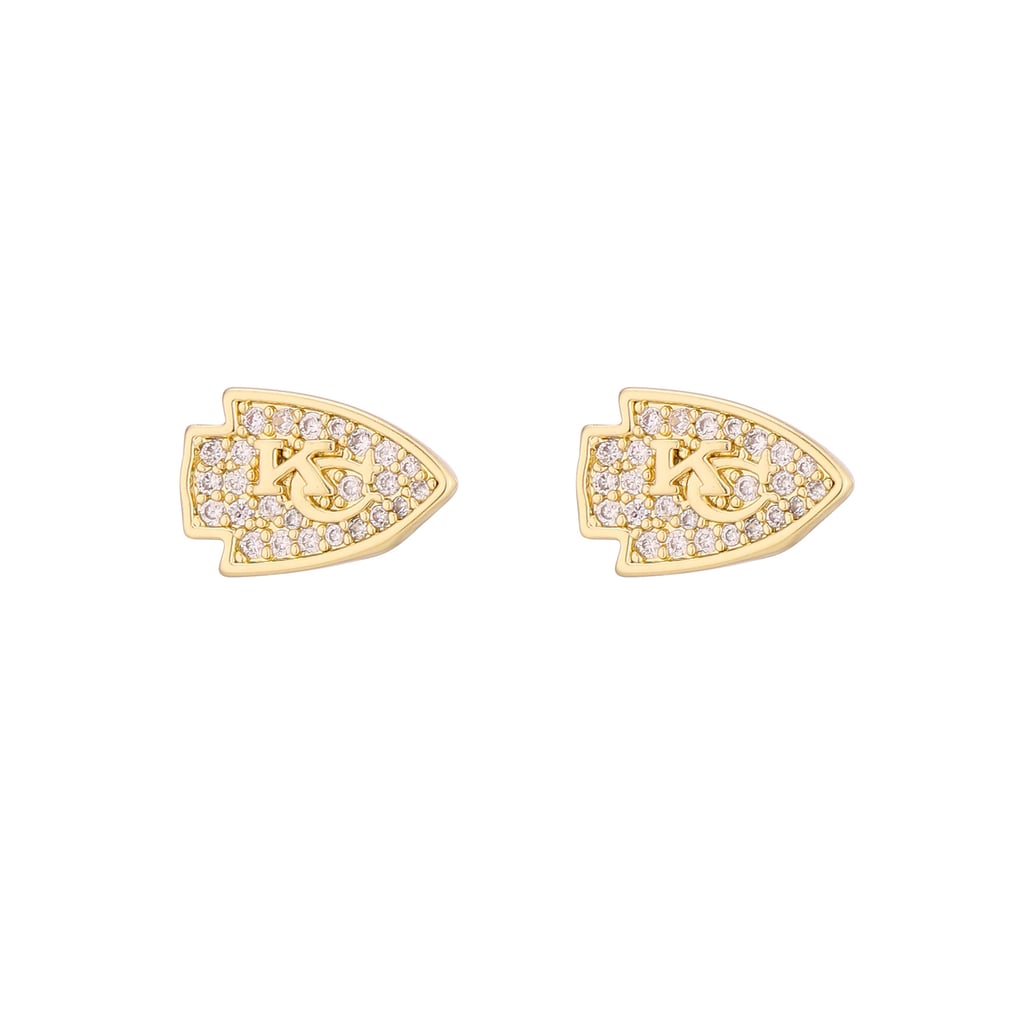 Kansas City Chiefs LUV AJ Gold Pave Logo Stud Earrings