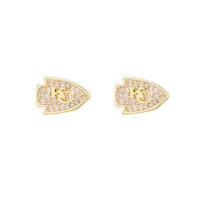  Kansas City Chiefs LUV AJ  Pave Logo Stud Earrings - Gold
