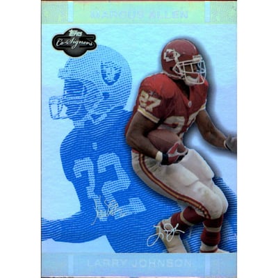 2007 Topps Co-Signers Changing Faces Holosilver Blue #13A Larry Johnson/Marcus Allen