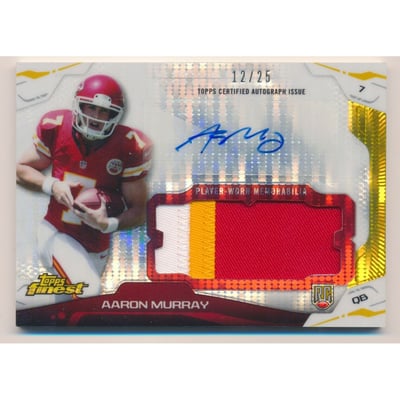 2014 Finest Jumbo Jersey Autographs Pulsar Refractors #AJRAMU Aaron Murray