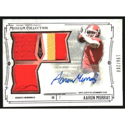 2014 Topps Museum Collection Signatures Swatches Triple Relic Autographs #SSTRAAMU Aaron Murray/200