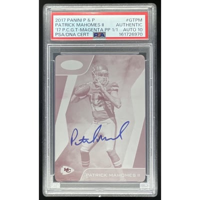 2017 Plates & Patches Magenta Printing Plate #GT-PM Patrick Mahomes II PSA 10
