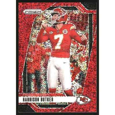 2024 Panini Prizm Prizms Red Sparkle #144 Harrison Butker