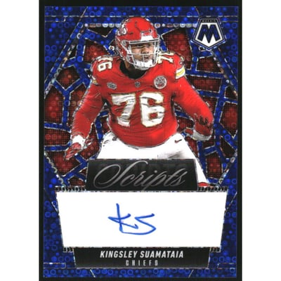 2025 Panini Mosaic Scripts No Huddle Blue #18 Kingsley Suamataia