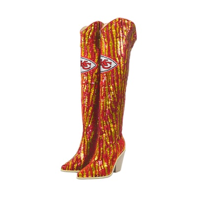  Kansas City Chiefs FABGATING by Cuce Over-the-Knee Two-Tone Sequin Boots