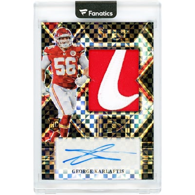 George Karlaftis Kansas City Chiefs Autographed 2022 Panini Select Jumbo Rookie Signature Swatches Black Prizm Dual-Color Nike Brand Logo #JRS-GK #1/1 Rookie Card