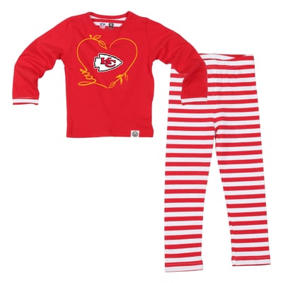  Kansas City Chiefs Wes & Willy Girls Toddler Heart and Stripe Set - Red