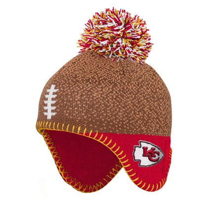 Kansas City Chiefs Outerstuff Infant Football Head Knit Hat with Pom - Brown