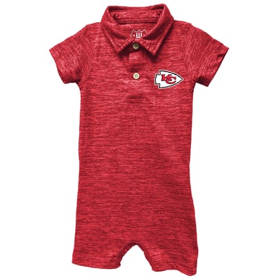 Kansas City Chiefs Wes & Willy Infant Short Leg Cloudy Yarn Polo Romper - Red