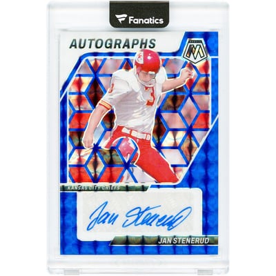 Jan Stenerud Kansas City Chiefs Autographed 2024 Panini Mosaic Blue Prizm #AM-JSD #9/99 Card