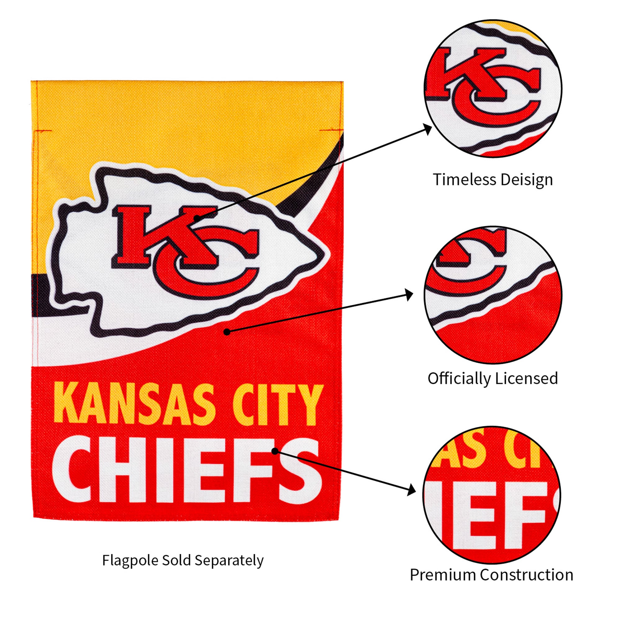 Kansas City Chiefs 12.5'' x 18'' Double-Sided Burlap Garden Flag