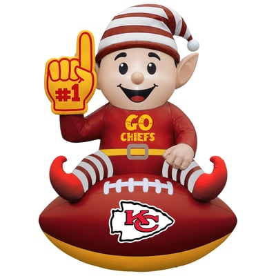 Kansas City Chiefs 4' Elf on a Football Outdoor Yard Inflatable
