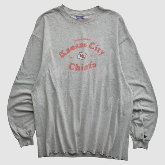 Kansas City Chiefs Champion 2000s Long Sleeve T-shirt - Heather Gray - L by Fanatics Real Vintage