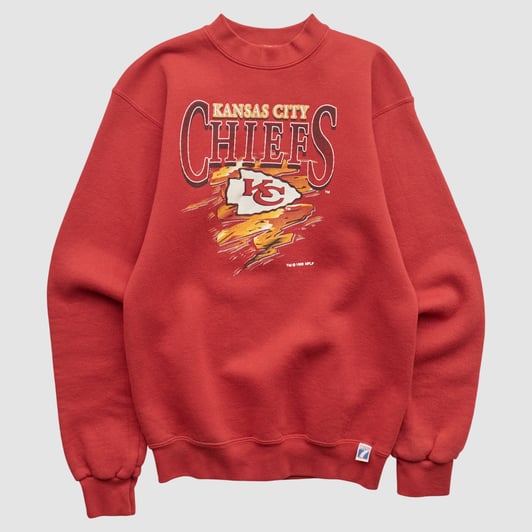 Kansas City Chiefs Logo 7 1995 Pullover Sweatshirt - Red - Yth L by Fanatics Real Vintage