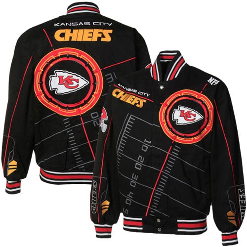 Kansas City Chiefs On Point Midweight Twill Full Button Jacket - Black