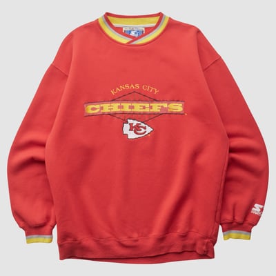 Kansas City Chiefs Starter 90s Pullover Sweatshirt - Red - L by Fanatics Real Vintage