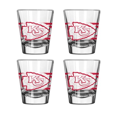 Kansas City Chiefs Logo Brands Four-Piece Stripe Shot Glass Set