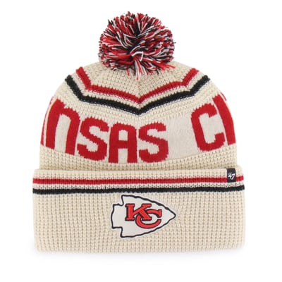  Kansas City Chiefs '47 Quattrle Cuffed Knit Hat with Pom - Natural