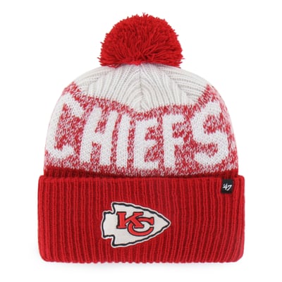  Kansas City Chiefs '47  Bone Chill Cuffed Knit Hat with Pom - Red