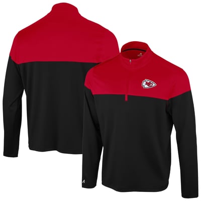 Kansas City Chiefs Antigua Hinder Quarter-Zip Pullover - Black/Red