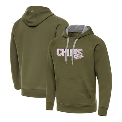 Kansas City Chiefs Antigua Woodland Camo Victory Hoodie - Olive
