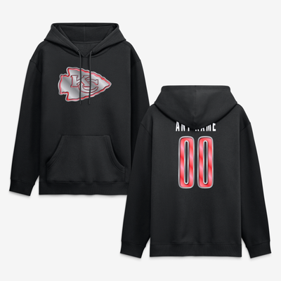 Kansas City Chiefs  Metallic Mascot Personalized Name & Number Hoodie - Black