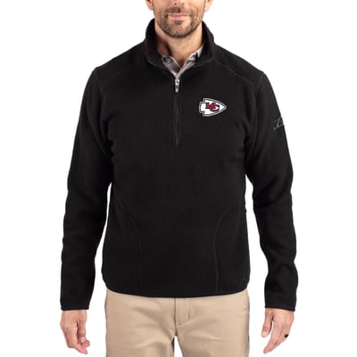 Kansas City Chiefs Cutter & Buck Cascade Eco Sherpa Fleece Quarter-Zip Pullover Jacket - Black