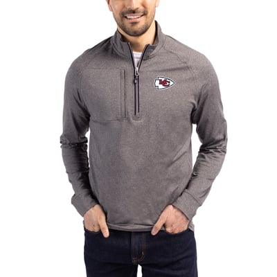 Kansas City Chiefs Cutter & Buck  Adapt Eco Knit Quarter-Zip Pullover Top - Heather Black