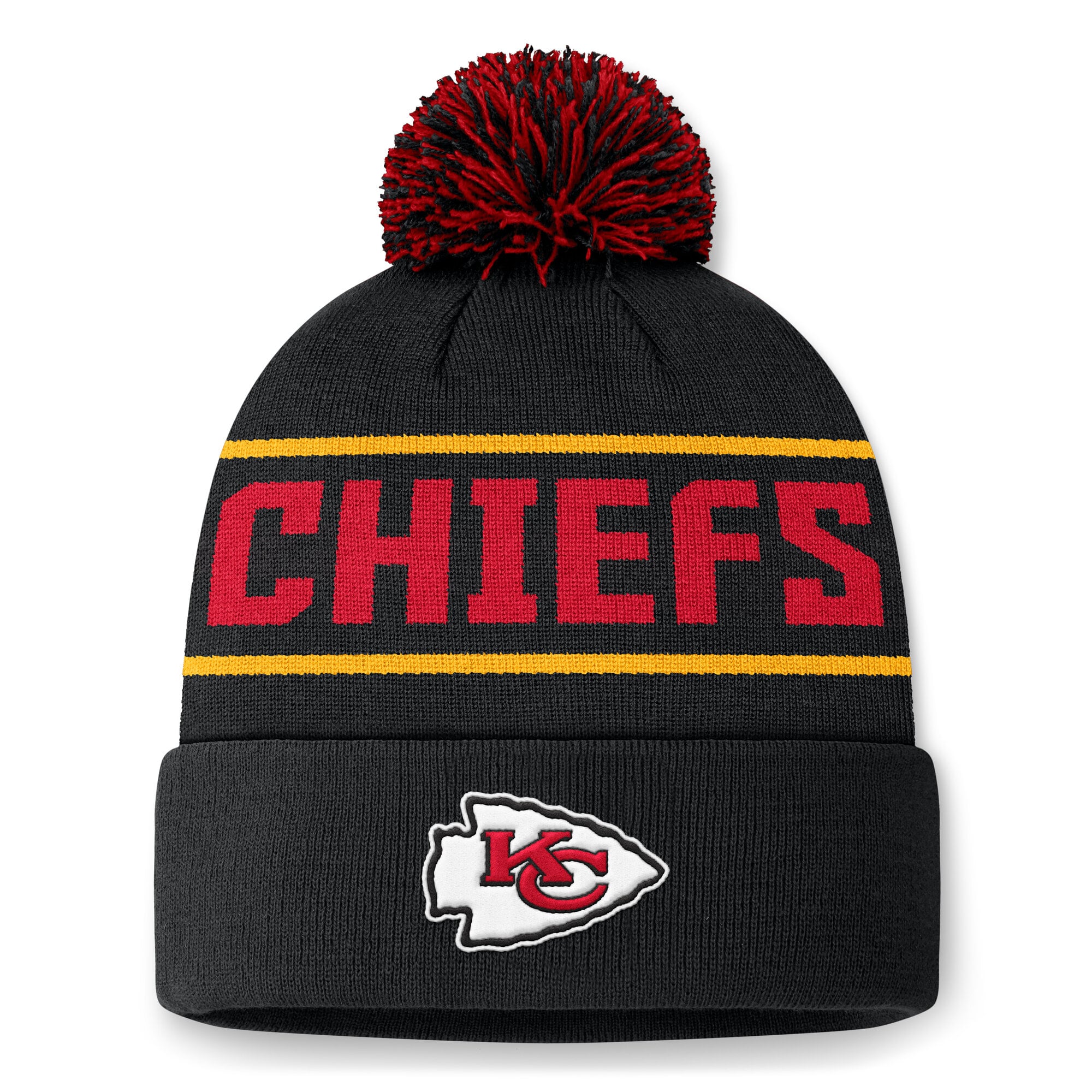Kansas City Chiefs Winter Skull Cap Beanie – Fleece Lined, Red & Black, One Size
