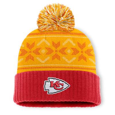 Kansas City Chiefs Fanatics Snowday Cuffed Knit Hat with Pom - Red/Yellow