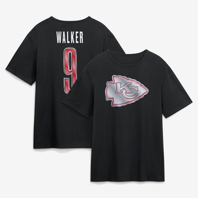 Kenneth Walker III Kansas City Chiefs Metallic Mascot Name & Number T-Shirt - Black