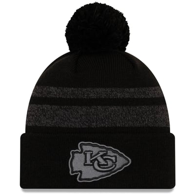 Kansas City Chiefs New Era Dispatch Cuffed Knit Hat With Pom - Black