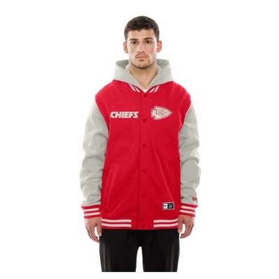 Kansas City Chiefs New Era Full-Snap Fleece Hooded Jacket - Red/Cream