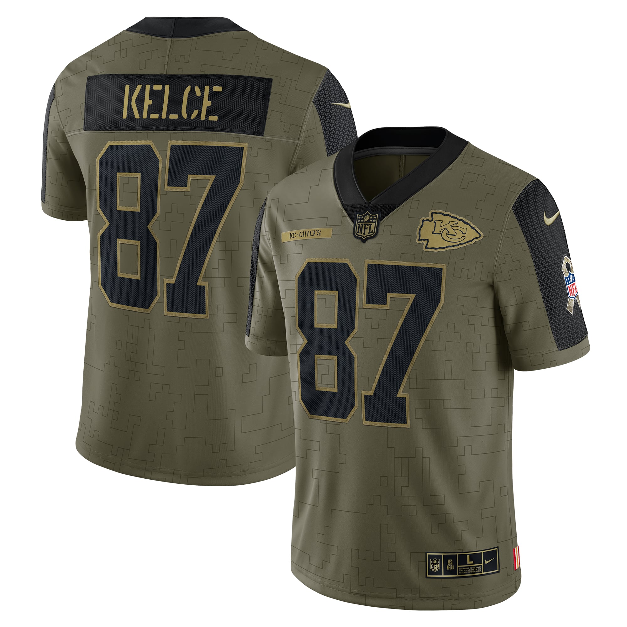 Men's Nike Travis Kelce Olive Kansas City Chiefs Salute To Service