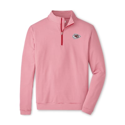 Kansas City Chiefs Peter Millar Perth Sugar Stripe Performance Quarter-Zip Pullover - Red/White