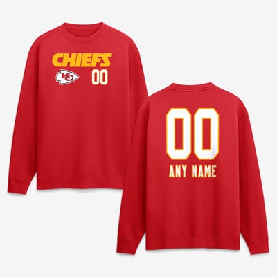 Kansas City Chiefs  Touchdown Wordmark Personalized Name & Number Sweatshirt - Red