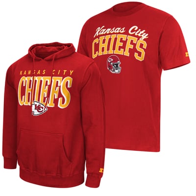 Kansas City Chiefs Starter Logo T-Shirt & Hoodie Set - Red