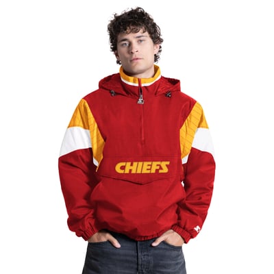 Kansas City Chiefs Starter The Throwback Half-Zip Hooded Jacket - Red