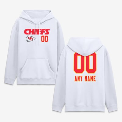 Kansas City Chiefs  Touchdown Wordmark Personalized Name & Number Hoodie - White