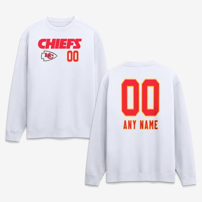 Kansas City Chiefs  Touchdown Wordmark Personalized Name & Number Sweatshirt - White
