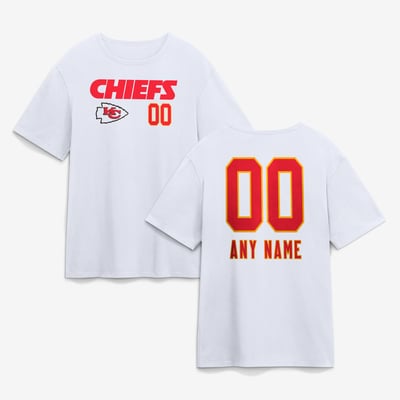 Kansas City Chiefs  Touchdown Wordmark Personalized Name & Number T-Shirt - White