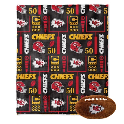 Kansas City Chiefs Pegasus 50" x 60" Blackout Team Spirit Ultra Soft Throw & Plush Football Combo Pack