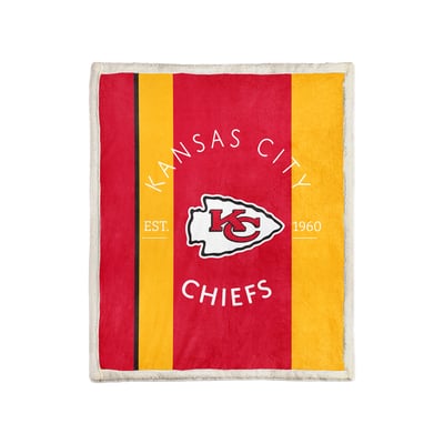 Kansas City Chiefs Pegasus Block Stripe 50" x 60" Ultra Cozy Sherpa Blanket