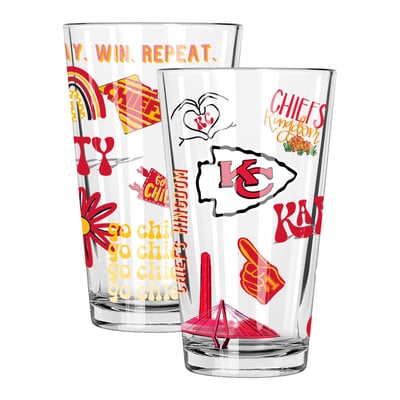 Kansas City Chiefs The Memory Company 2-Pack 16oz. Pint Glass Loco Design Set
